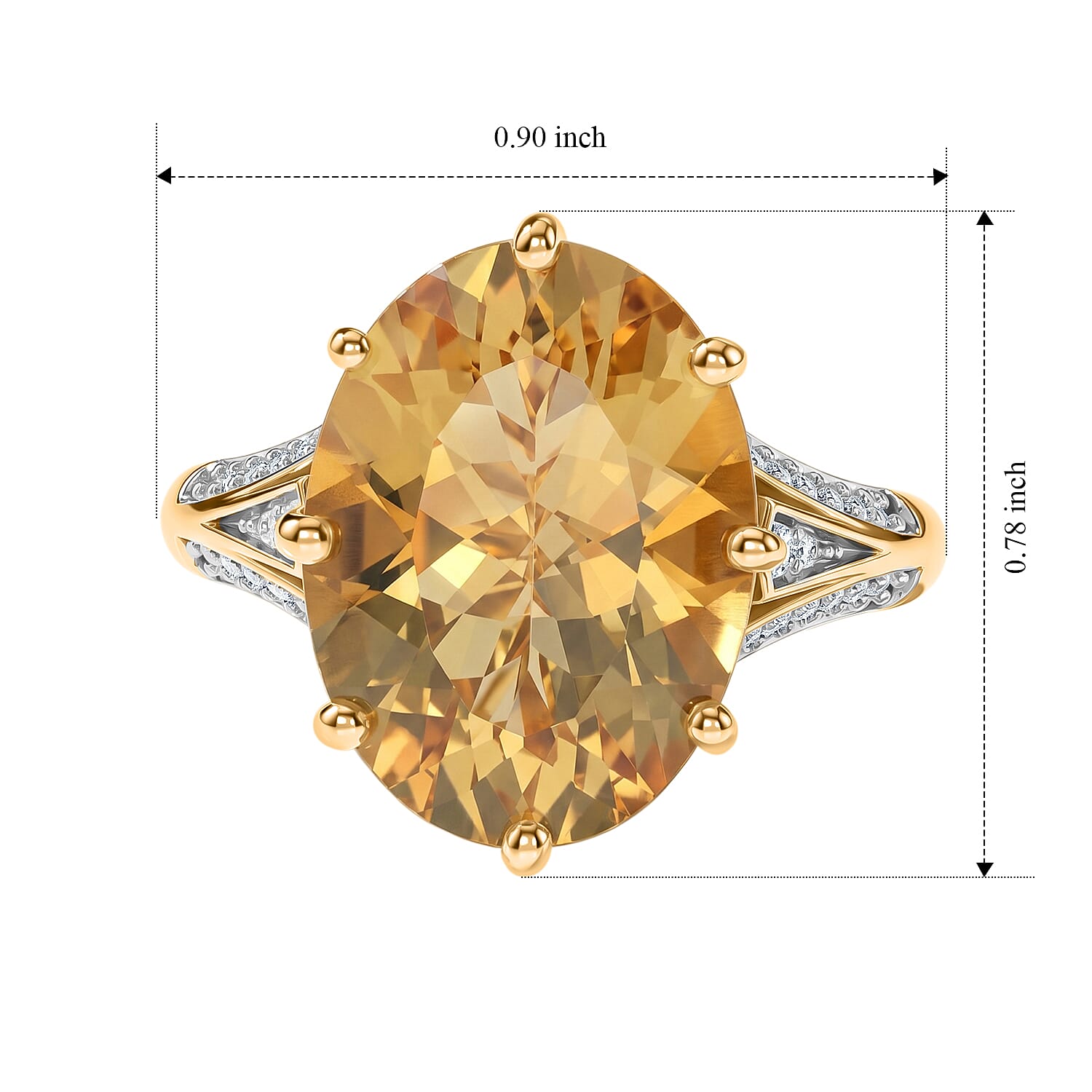 D'Joy Yellow Labradorite, Moissanite Ring in 18K Vermeil YG Over Sterling Silver (Size 6.0) 8.30 ctw