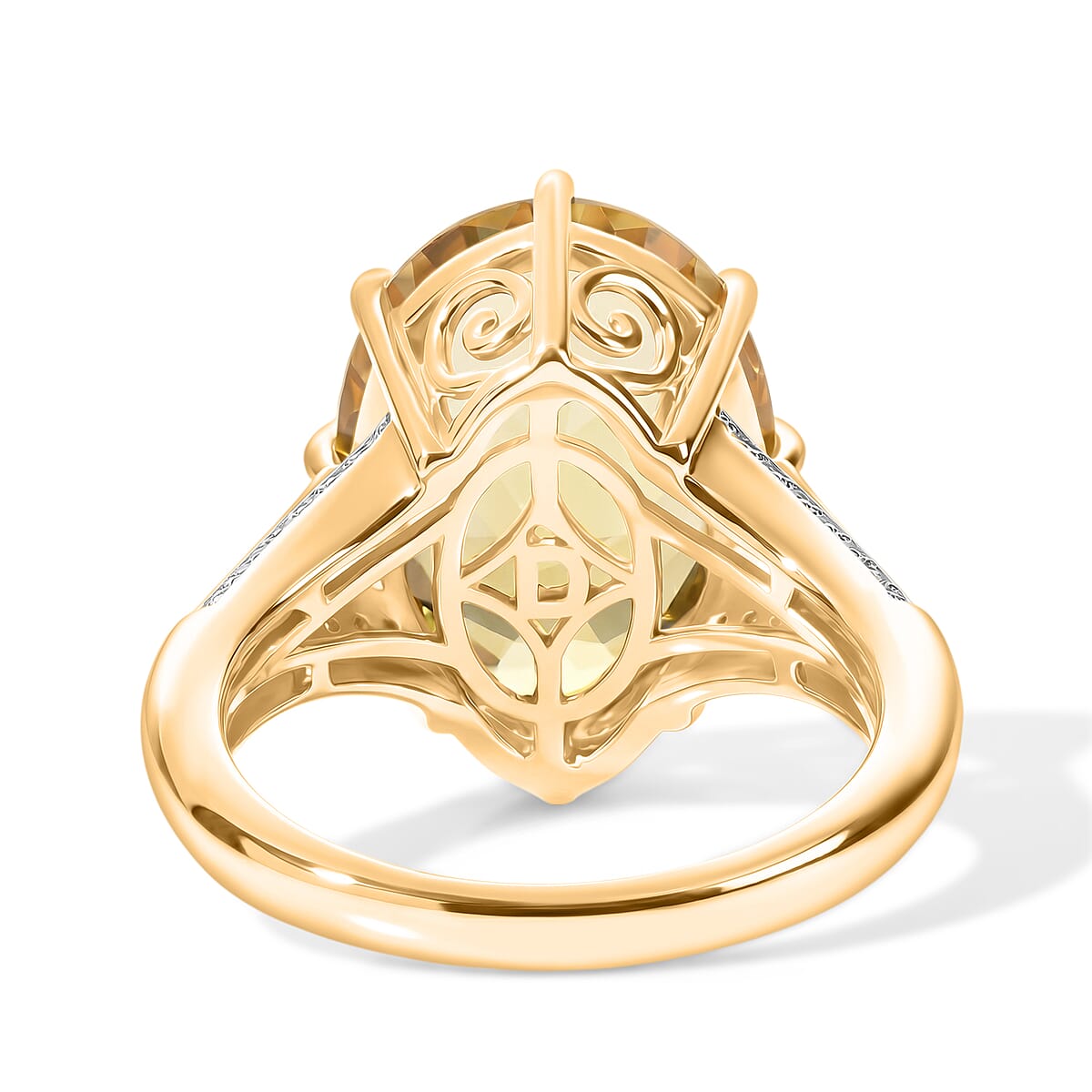 D'Joy Yellow Labradorite and Moissanite 8.30 ctw Dawn Solitaire Ring in 18K Vermeil Yellow Gold Over Sterling Silver (Size 7.0) image number 4