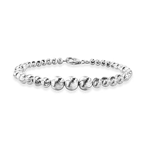 D'Joy Sterling Silver Diamond-cut Beaded Bracelet (7.25 In) 8 Grams