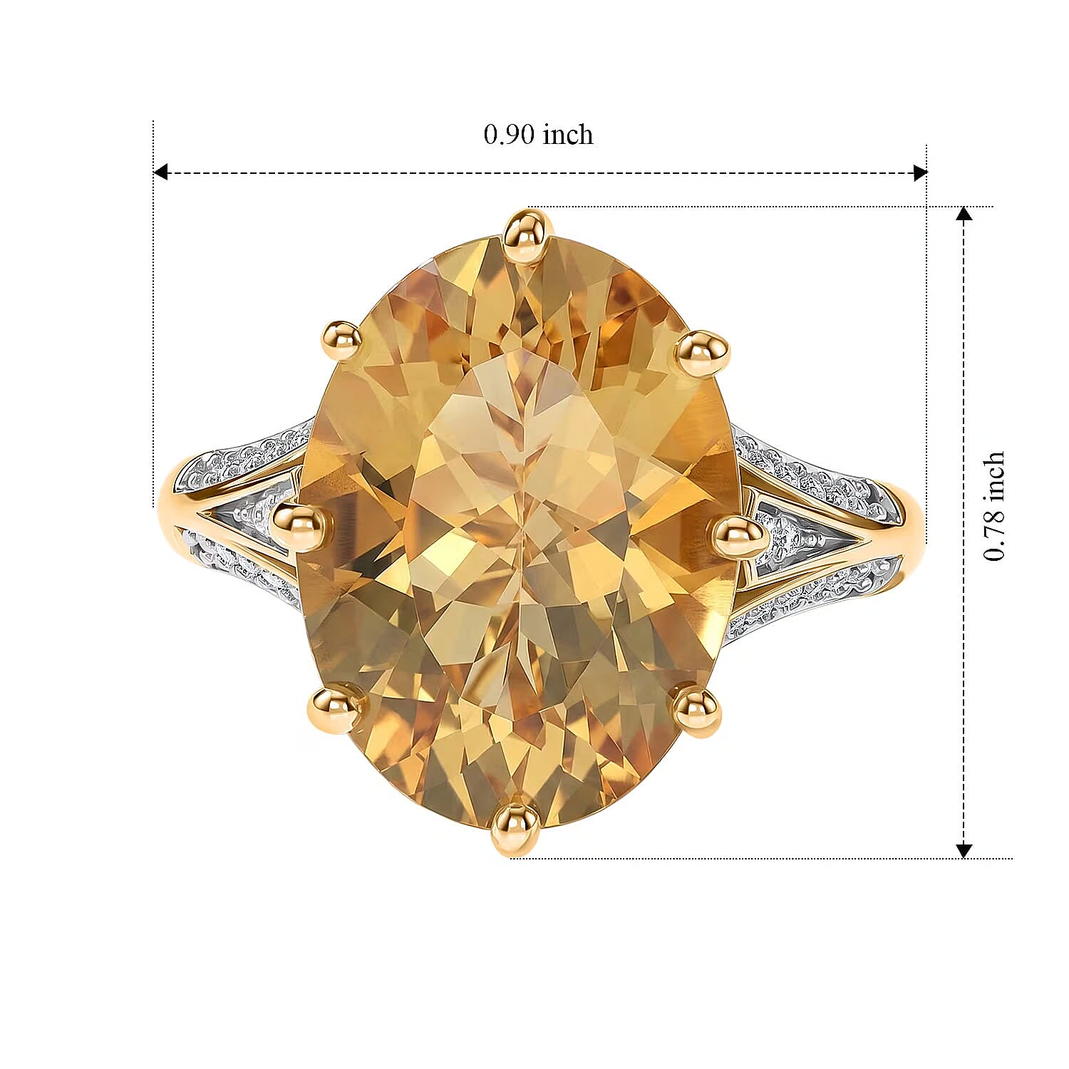 D'Joy Yellow Labradorite and Moissanite 8.30 ctw Dawn Solitaire Ring in 18K Vermeil Yellow Gold Over Sterling Silver (Size 9.0)