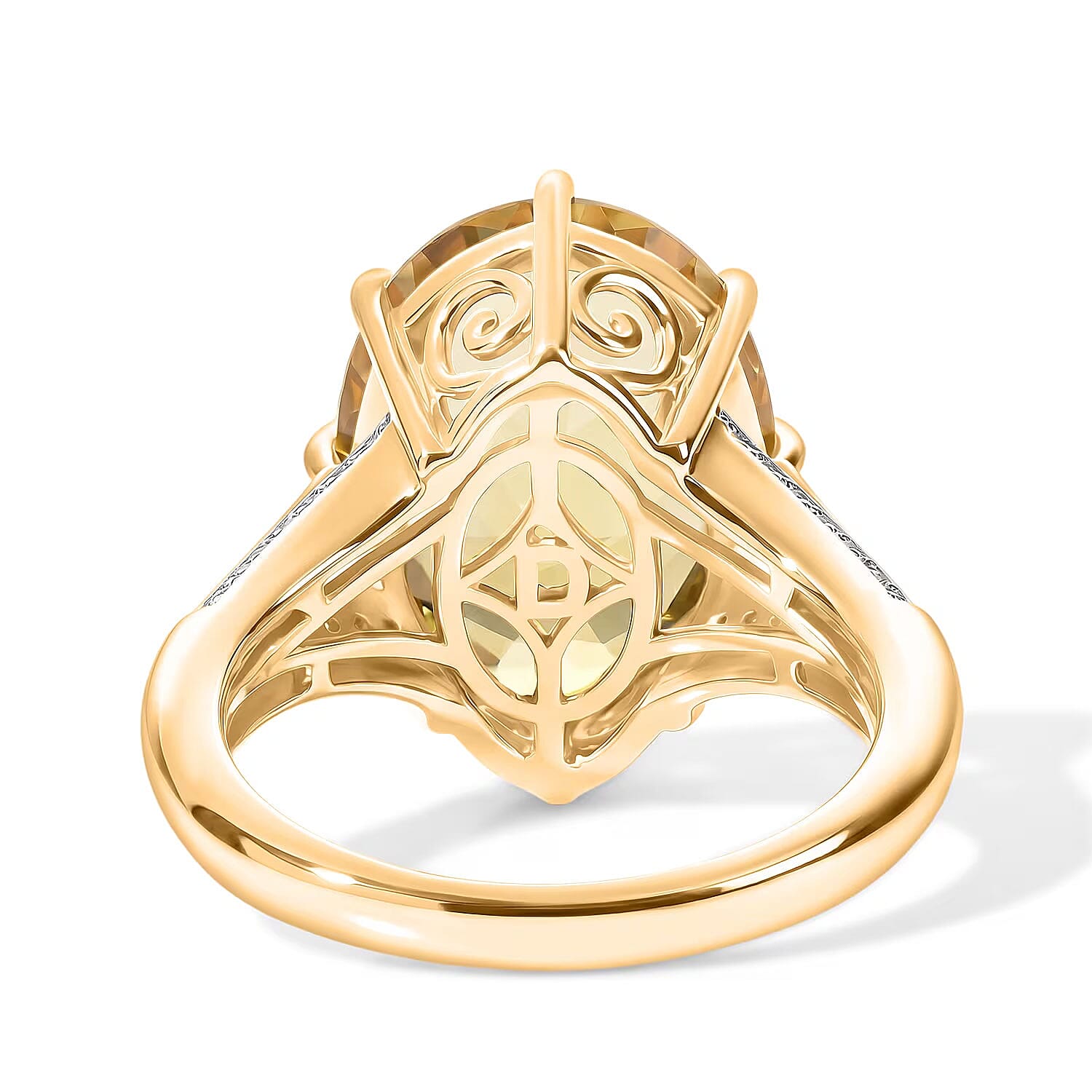 D'Joy Yellow Labradorite and Moissanite 8.30 ctw Dawn Solitaire Ring in 18K Vermeil Yellow Gold Over Sterling Silver (Size 9.0)