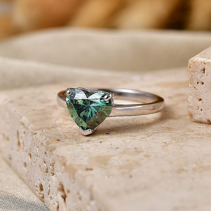 SGL Certified Luxuriant Lab Grown Green Diamond IR (VS) 2.00 ctw Ring in 10K White Gold (Size 5.0)