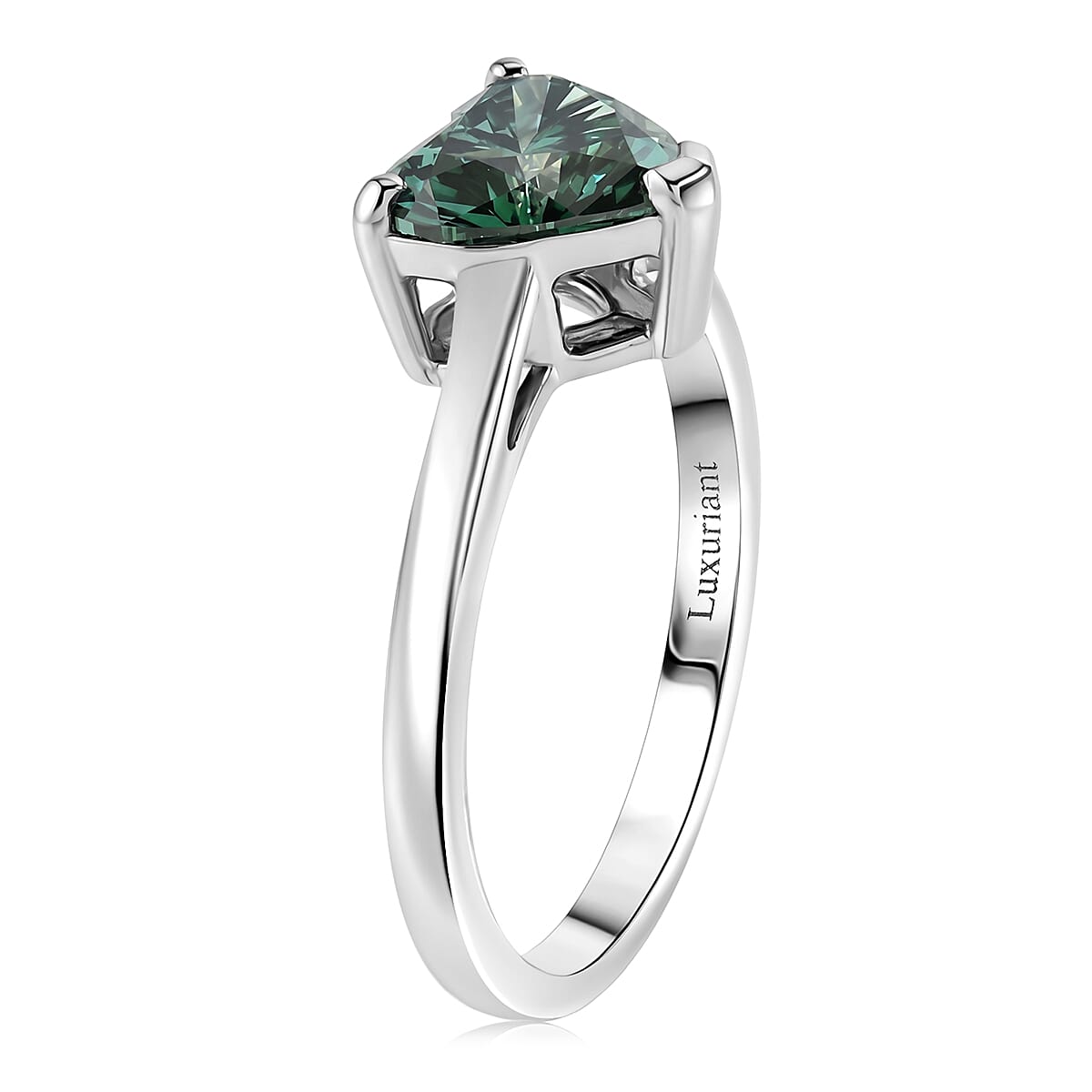 SGL Certified 10K White Gold Luxuriant Lab Grown Green Diamond (IR) (VS) Ring (Size 6.0) 2.00 ctw image number 3
