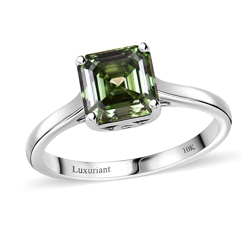 SGL Certified Luxuriant Lab Grown Green Diamond (IR) VS 2.00 ctw Ring in 10K White Gold (Size 5.0)