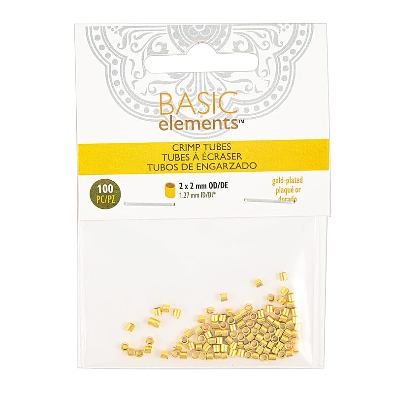 GCS 2x2mm Tube Crimp Pack of 100 Gold