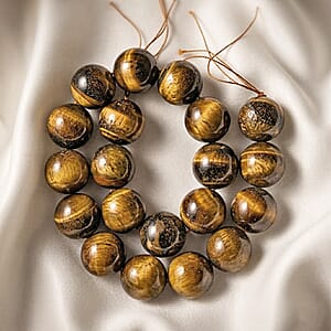 Large Tiger's Eye 114.00 ctw Beaded Strand Necklace 16 Inches