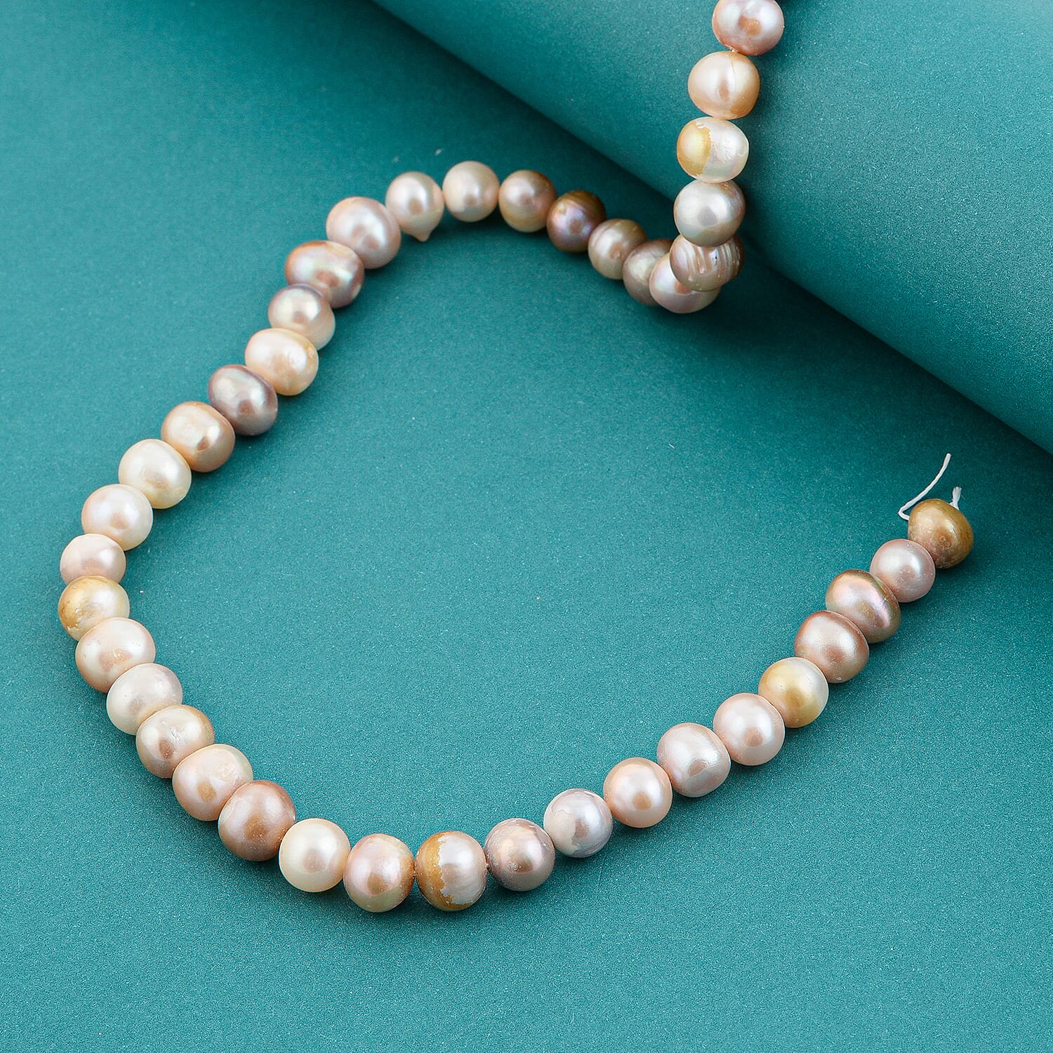 Seaweed Champagne Fresh Water Pearl Beaded Strand Necklace 16 Inches