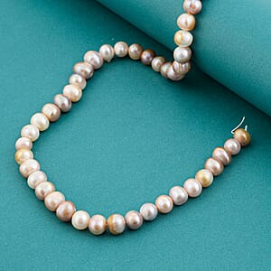Seaweed Champagne Fresh Water Pearl Beaded Strand Necklace 16 Inches