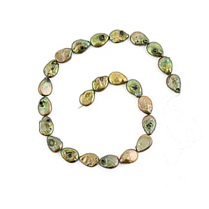 Dark Green Dyed Pearl Beaded Strand Necklace 16 Inches