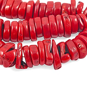 Red Coral Beaded Strand Necklace 16.5 Inches