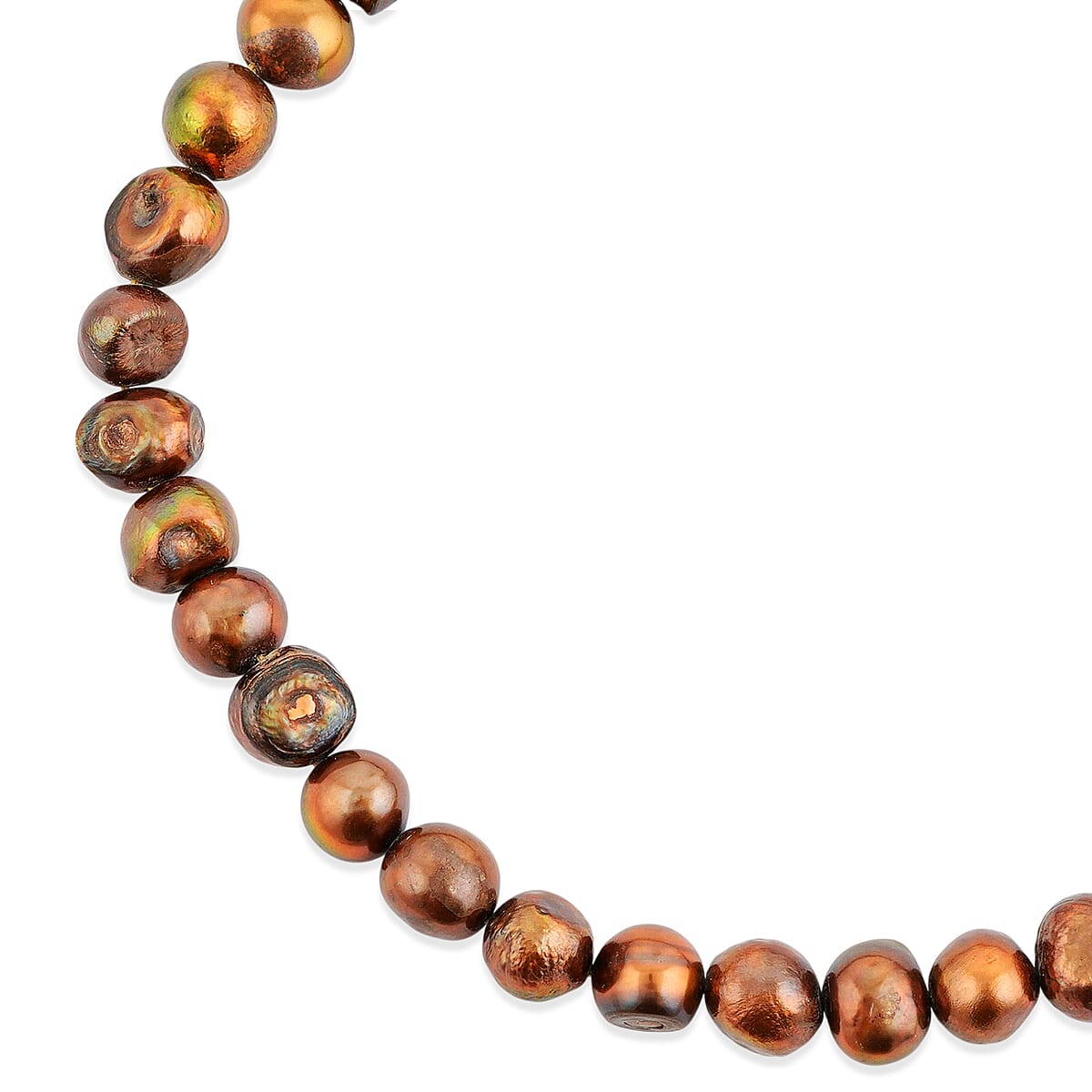 Bronze Dyed Pearl Beaded Strand Necklace 15 Inches image number 2