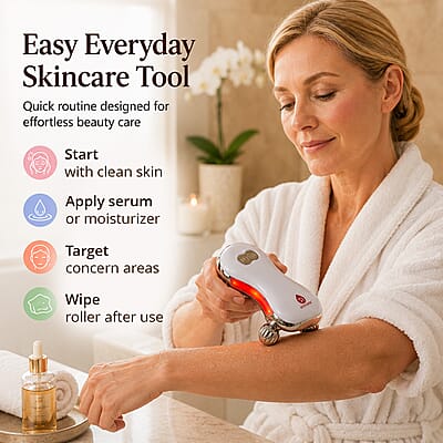 Pursonic White 5-in-1 LED Light Therapy Skin Roller Massager