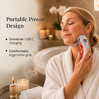 Pursonic White 5-in-1 LED Light Therapy Skin Roller Massager