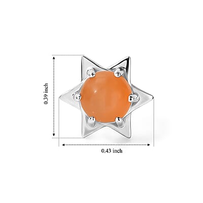 D'Joy Orange Moonstone 2.00 ctw Earrings in Rhodium Over Sterling Silver
