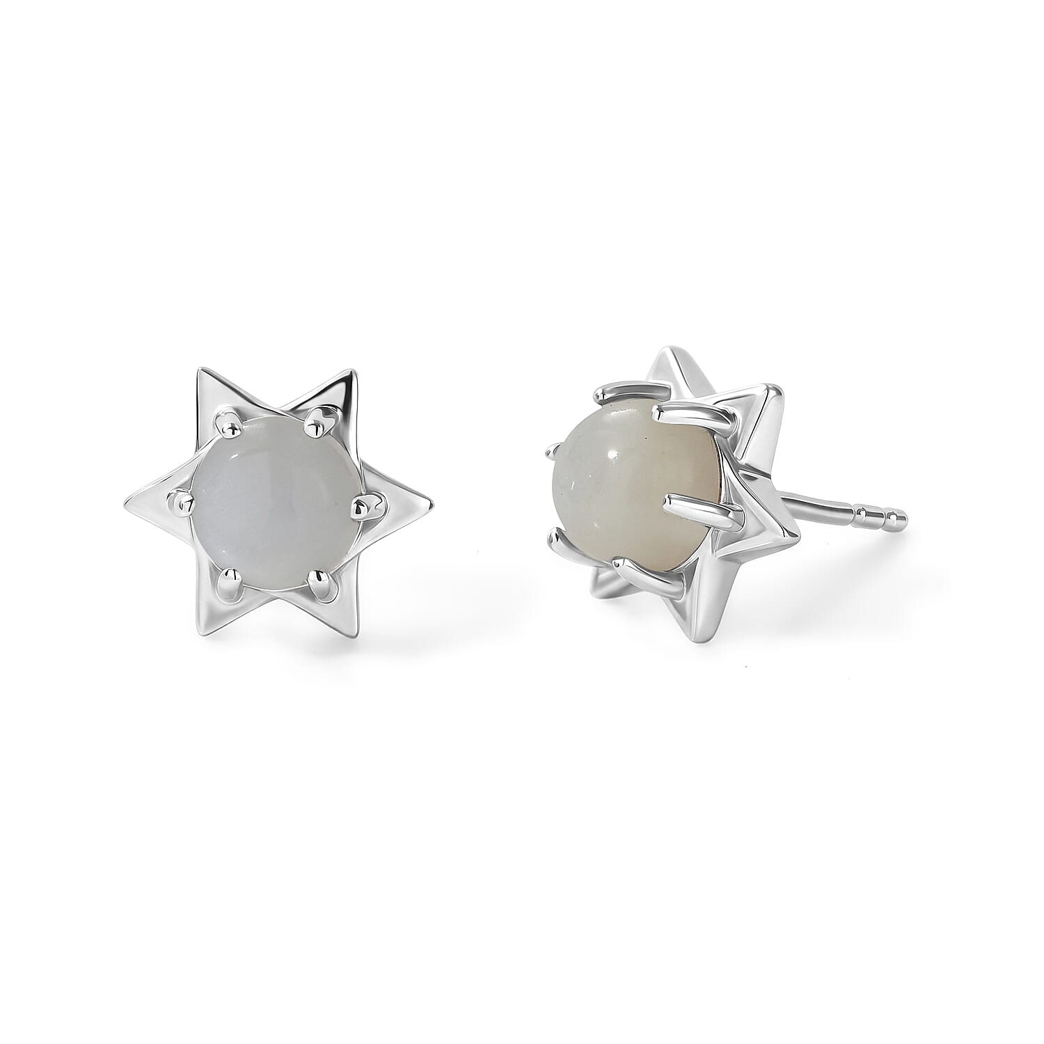 D'Joy Sri Lankan Titanium Moonstone Earrings in Rhodium Over Sterling Silver 2.00 ctw
