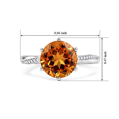 D'Joy Serra Gaucha Citrine and Moissanite 2.50 ctw Ring in Rhodium Over Sterling Silver (Size 6.0)