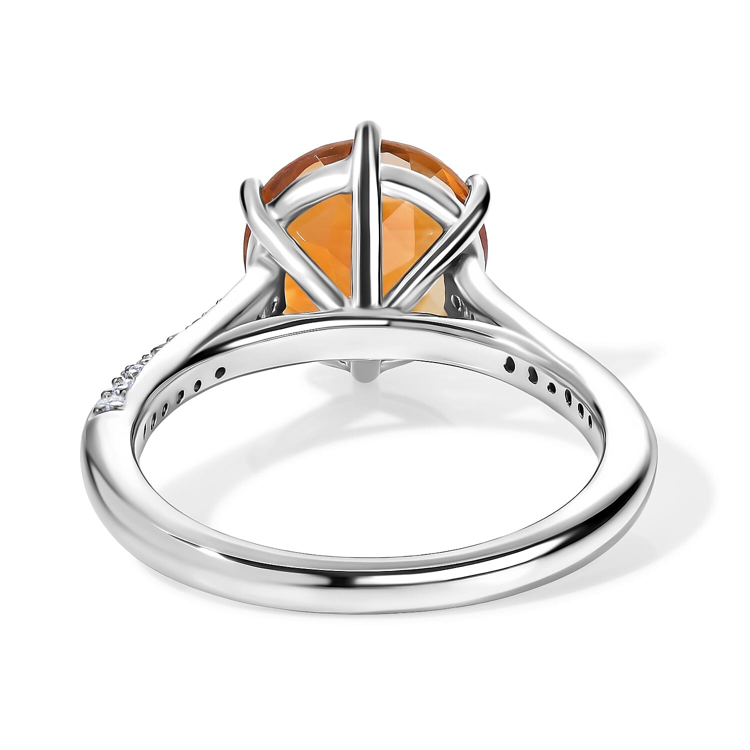 D'Joy Serra Gaucha Citrine and Moissanite 2.50 ctw Ring in Rhodium Over Sterling Silver (Size 8.0)