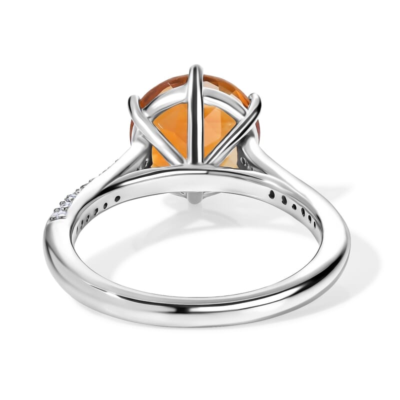 D'Joy Serra Gaucha Citrine and Moissanite 2.50 ctw Ring in Rhodium Over Sterling Silver (Size 8.0)