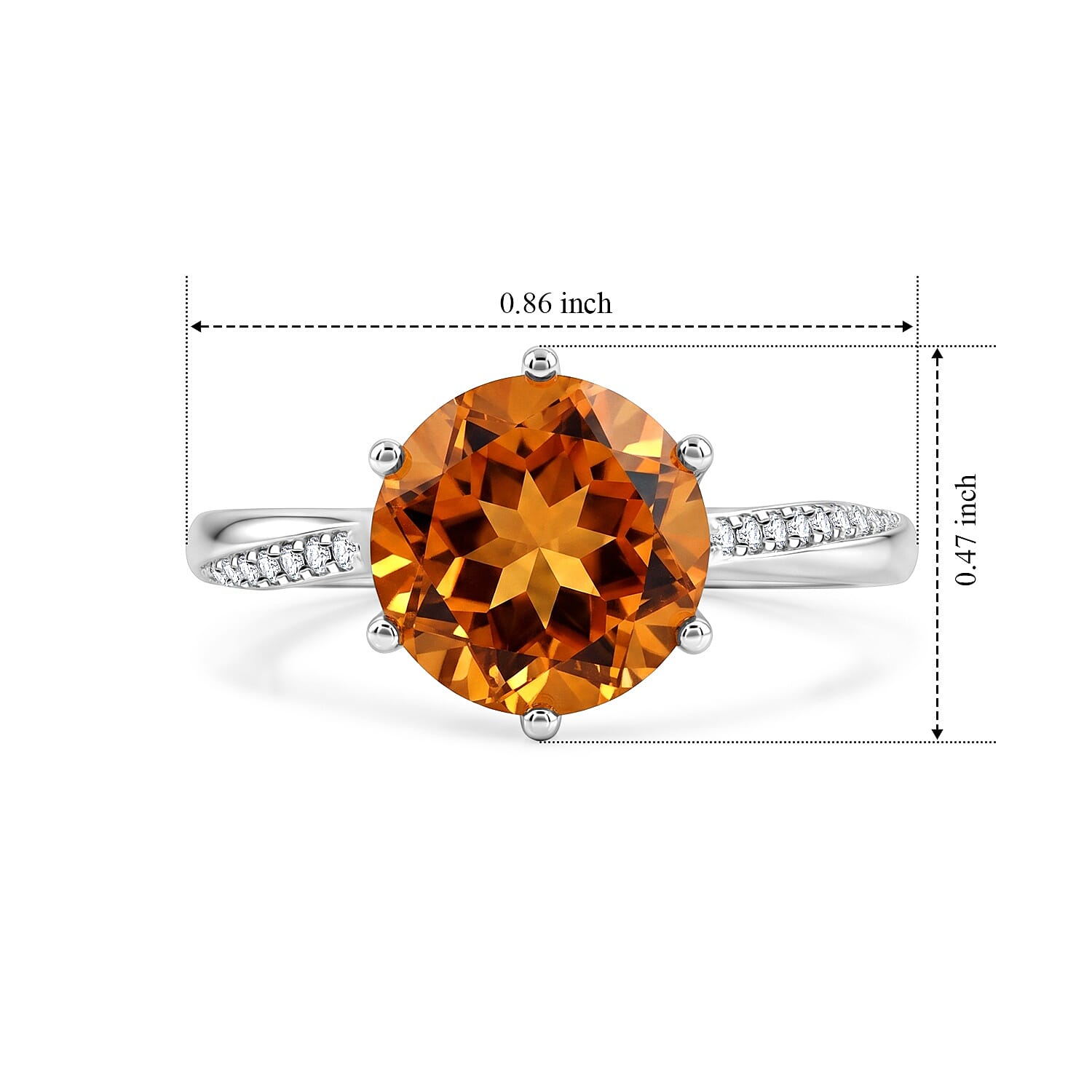 D'Joy Serra Gaucha Citrine and Moissanite 2.50 ctw Ring in Rhodium Over Sterling Silver (Size 8.0)
