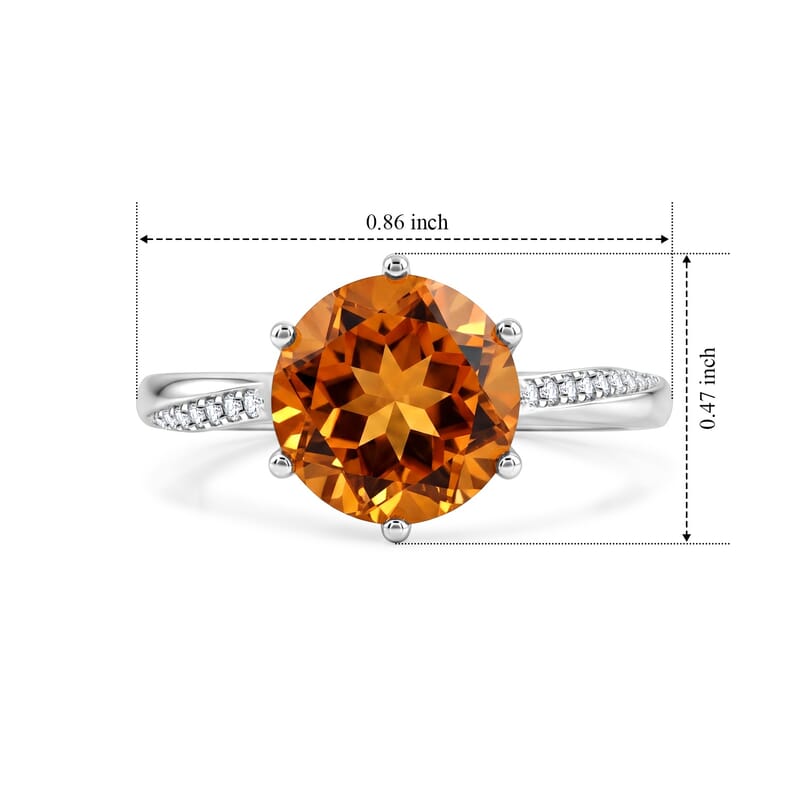 D'Joy Serra Gaucha Citrine and Moissanite 2.50 ctw Ring in Rhodium Over Sterling Silver (Size 8.0)