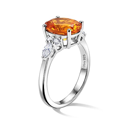 D'Joy Serra Gaucha Citrine and Moissanite 1.80 ctw Ring in Rhodium Over Sterling Silver (Size 6.0)