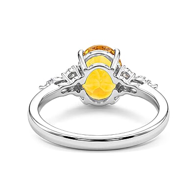 D'Joy Serra Gaucha Citrine and Moissanite 1.80 ctw Ring in Rhodium Over Sterling Silver (Size 6.0)