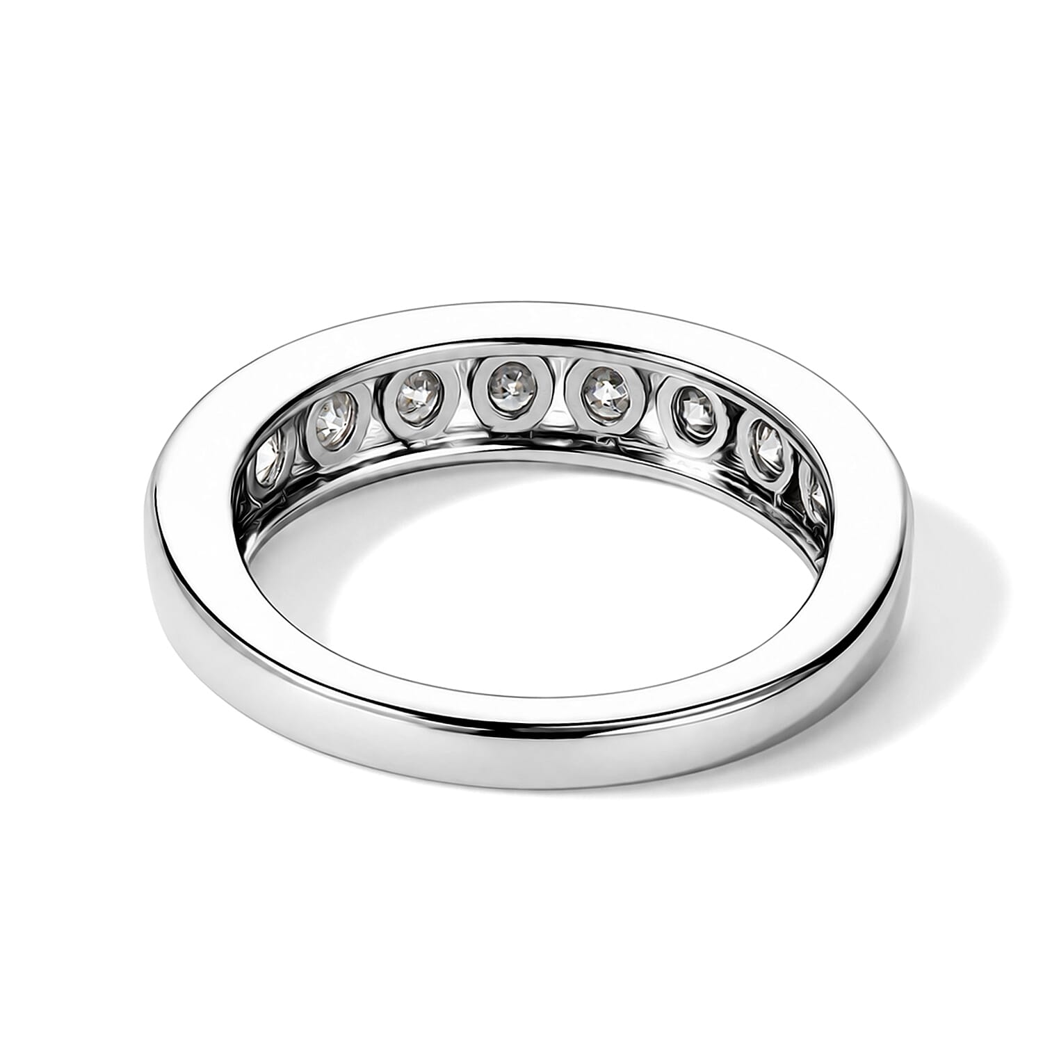 D'Joy Moissanite 0.80 ctw Ring in Rhodium Over Sterling Silver (Size 9.0)