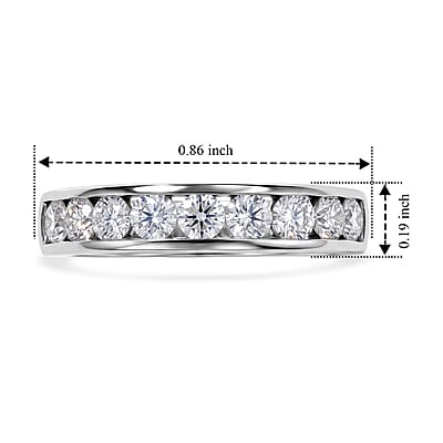 D'Joy Moissanite 0.80 ctw Ring in Rhodium Over Sterling Silver (Size 9.0)