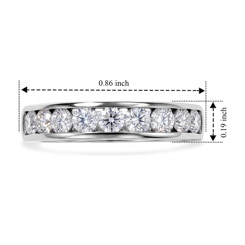 D'Joy Moissanite 0.80 ctw Ring in Rhodium Over Sterling Silver (Size 9.0)