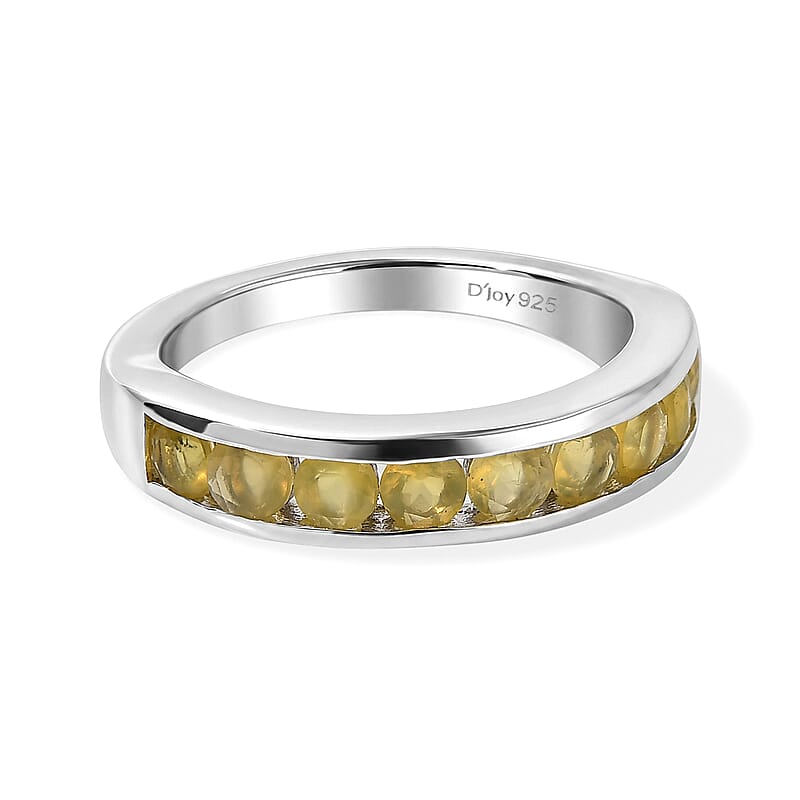 D'Joy Yellow Opal 0.75 ctw Ring in Rhodium Over Sterling Silver (Size 6.0)