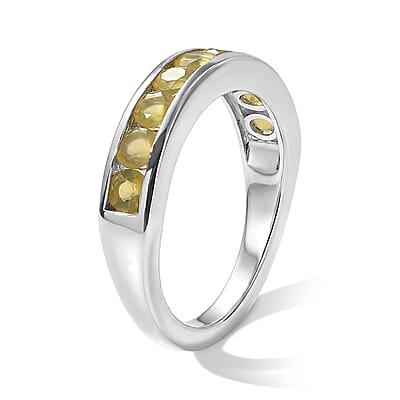 D'Joy Yellow Opal 0.75 ctw Ring in Rhodium Over Sterling Silver (Size 6.0)