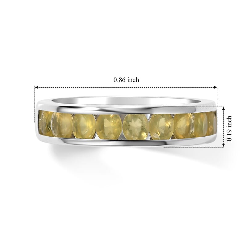 D'Joy Yellow Opal 0.75 ctw Ring in Rhodium Over Sterling Silver (Size 6.0)