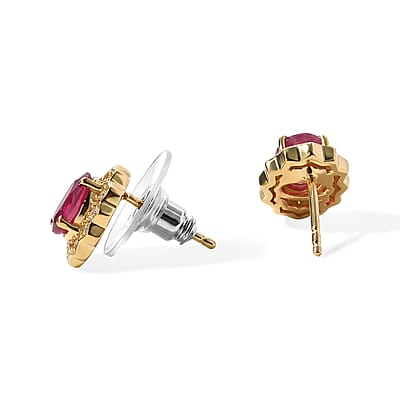 EverTrue Niassa Ruby (FF) and Moissanite 2.50 ctw Earrings in 18K YG Plated