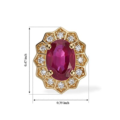 EverTrue Niassa Ruby (FF) and Moissanite 2.50 ctw Earrings in 18K YG Plated