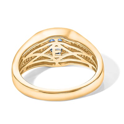 EverTrue Kashmir Kyanite and White Zircon 1.40 ctw Ring in 18K YG Plated (Size 11.0)