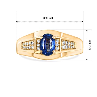 EverTrue Kashmir Kyanite and White Zircon 1.40 ctw Ring in 18K YG Plated (Size 11.0)