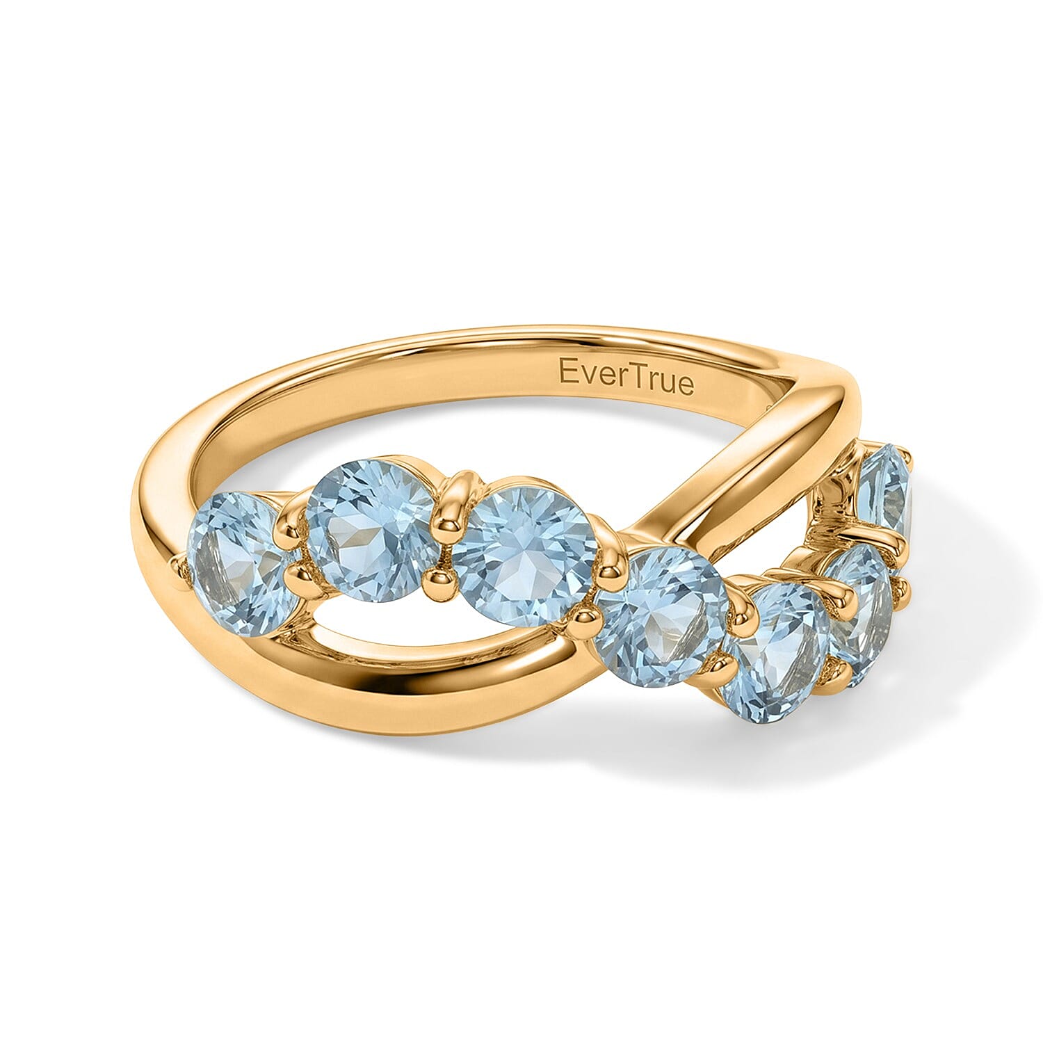 EverTrue Lagoon Apatite 2.50 ctw Infinity Ring in 18K YG Plated (Size 7.0)
