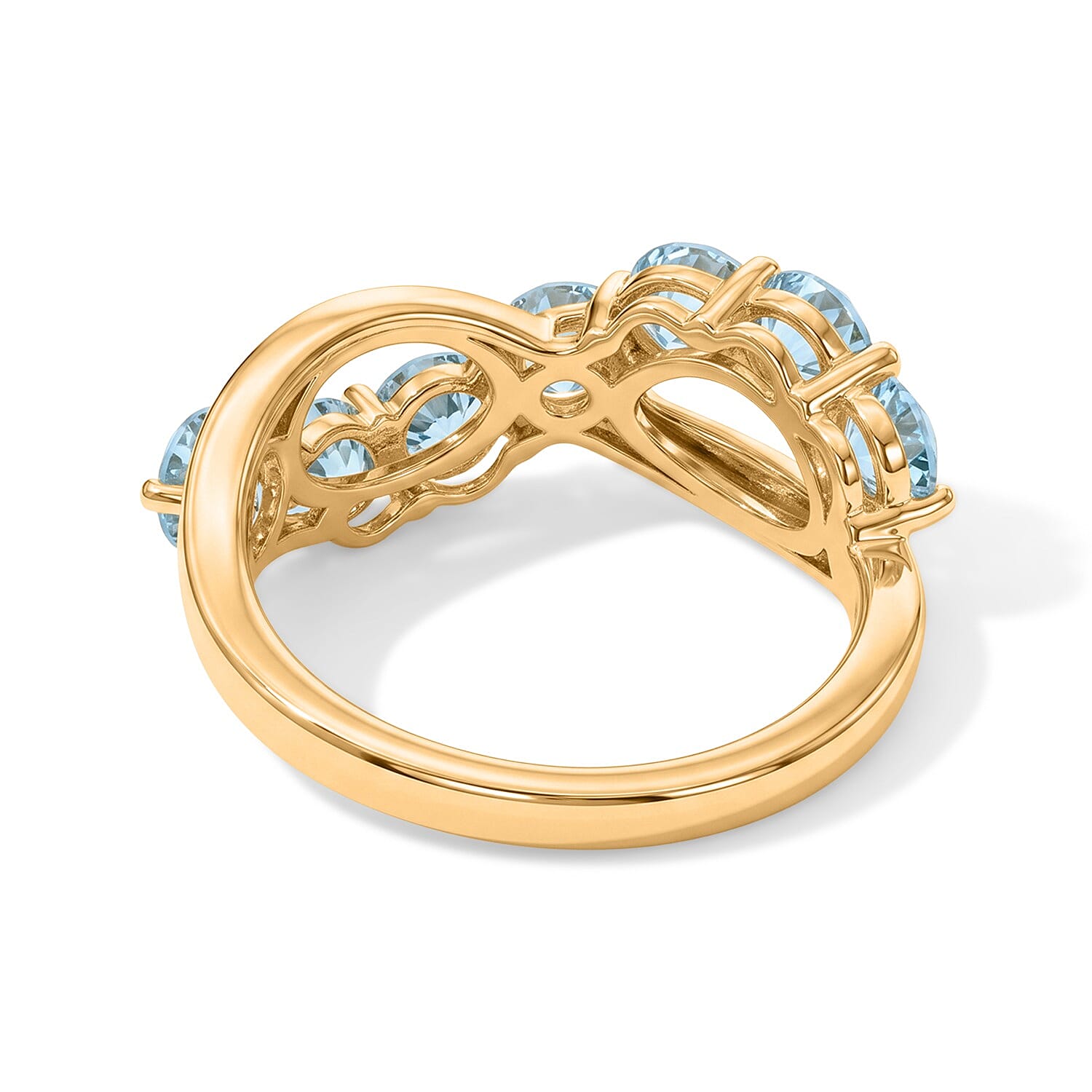 EverTrue Lagoon Apatite 2.50 ctw Infinity Ring in 18K YG Plated (Size 7.0)
