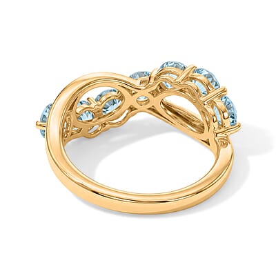EverTrue Lagoon Apatite 2.50 ctw Infinity Ring in 18K YG Plated (Size 7.0)