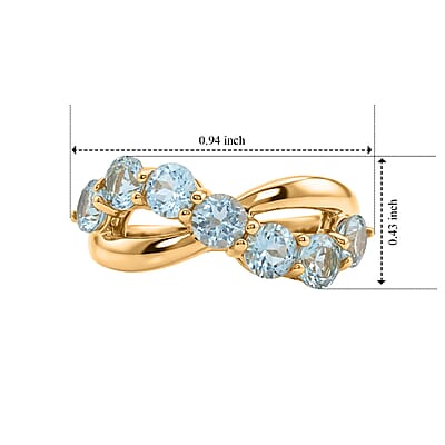 EverTrue Lagoon Apatite 2.50 ctw Infinity Ring in 18K YG Plated (Size 7.0)