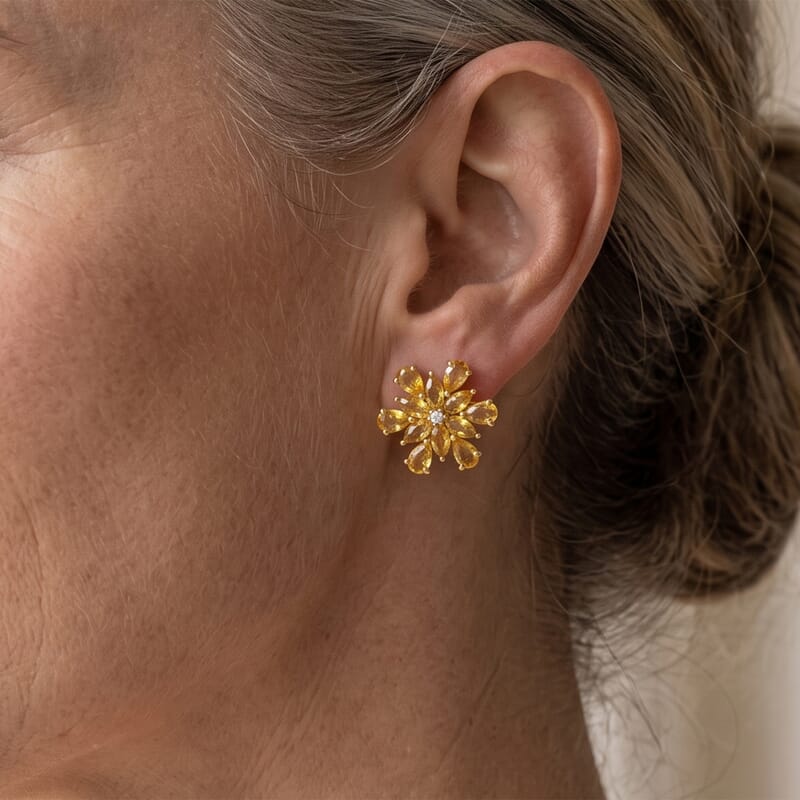 EverTrue Canary Opal and White Zircon 2.25 ctw Earrings in 18K YG Plated
