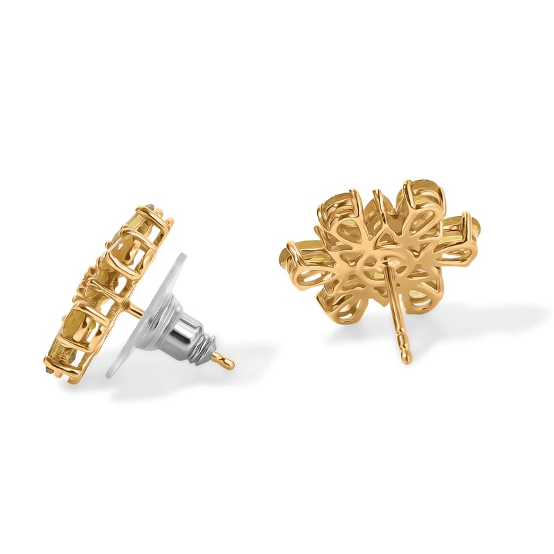 EverTrue Canary Opal and White Zircon 2.25 ctw Earrings in 18K YG Plated