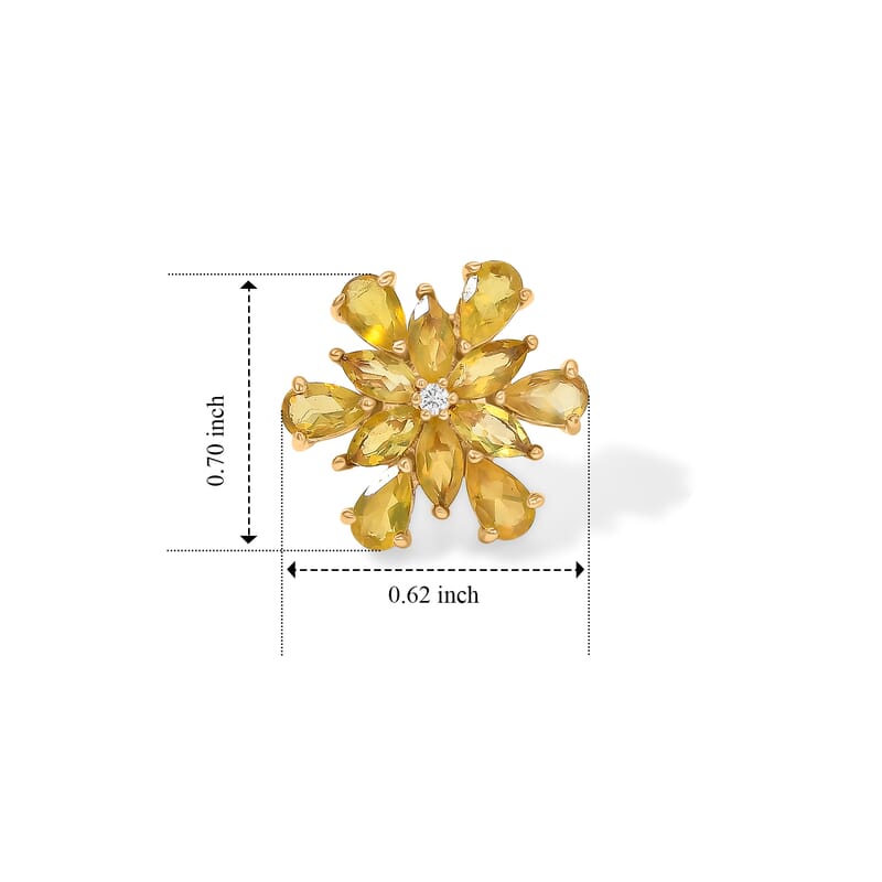 EverTrue Canary Opal and White Zircon 2.25 ctw Earrings in 18K YG Plated