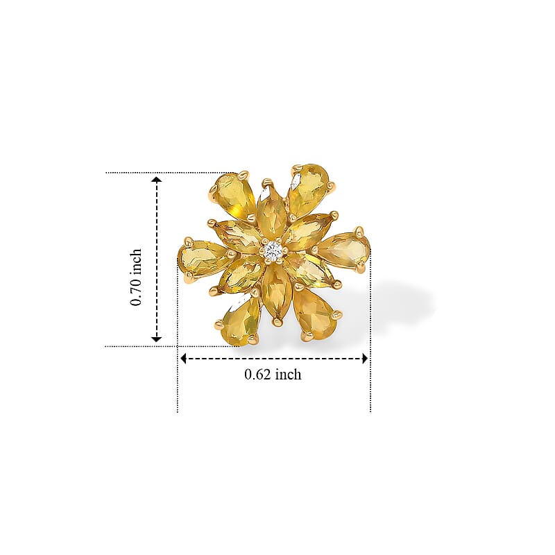 EverTrue Canary Opal and White Zircon 2.25 ctw Earrings in 18K YG Plated