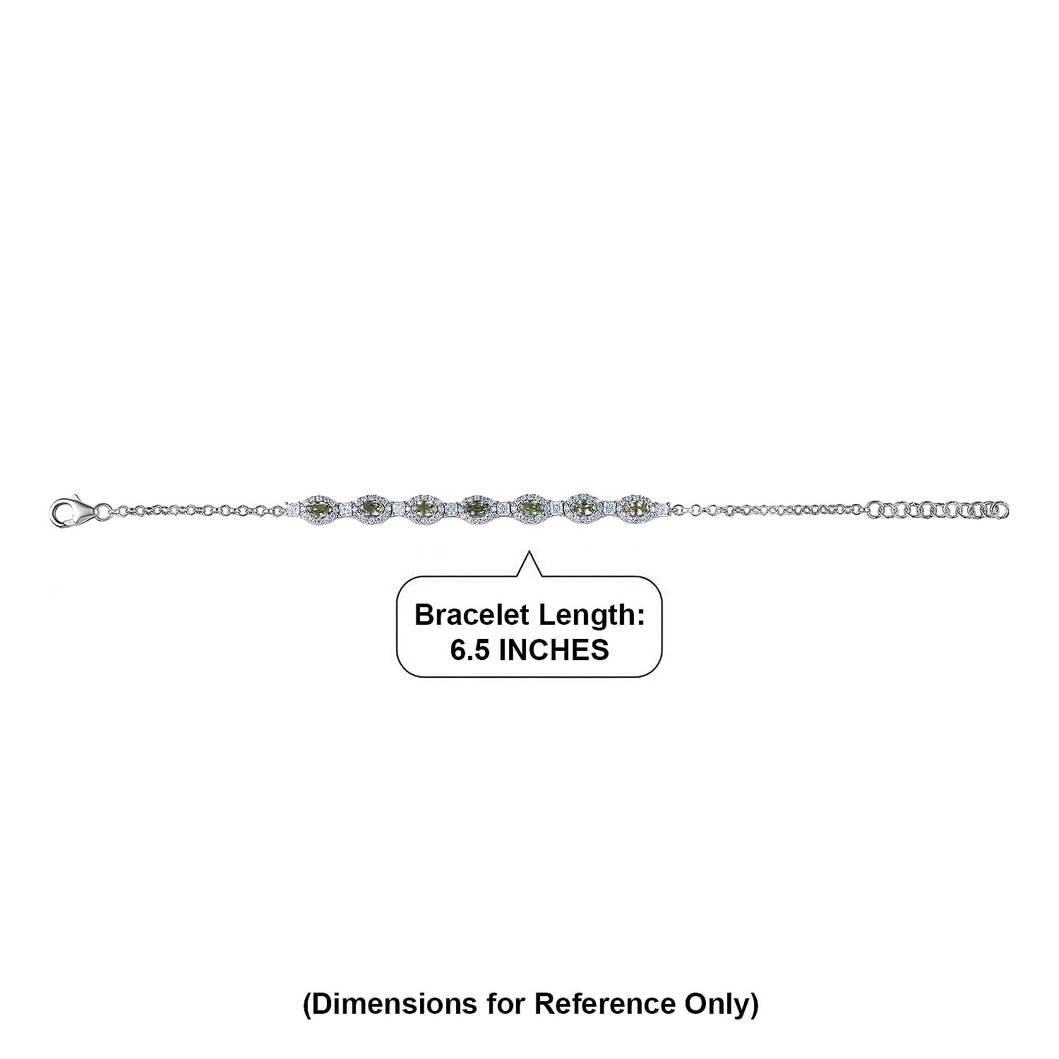 Certified & Appraised D'Joy Premium Milanoa Green Sapphire and Moissanite 3.65 ctw Bracelet in Rhodium Over Sterling Silver (6.5In)