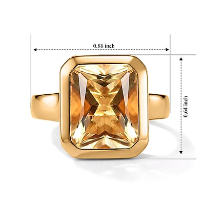 D'Joy Radiant Cut Yellow Labradorite Ring in 18K Vermeil YG Over Sterling Silver (Size 6.0) 4.90 ctw