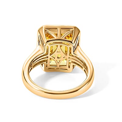 D'Joy Radiant Cut Yellow Labradorite Ring in 18K Vermeil YG Over Sterling Silver (Size 6.0) 4.90 ctw