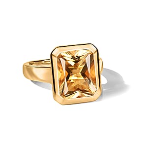 D'Joy Radiant Cut Yellow Labradorite Ring in 18K Vermeil YG Over Sterling Silver (Size 8.0) 4.90 ctw