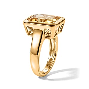 D'Joy Radiant Cut Yellow Labradorite Ring in 18K Vermeil YG Over Sterling Silver (Size 8.0) 4.90 ctw