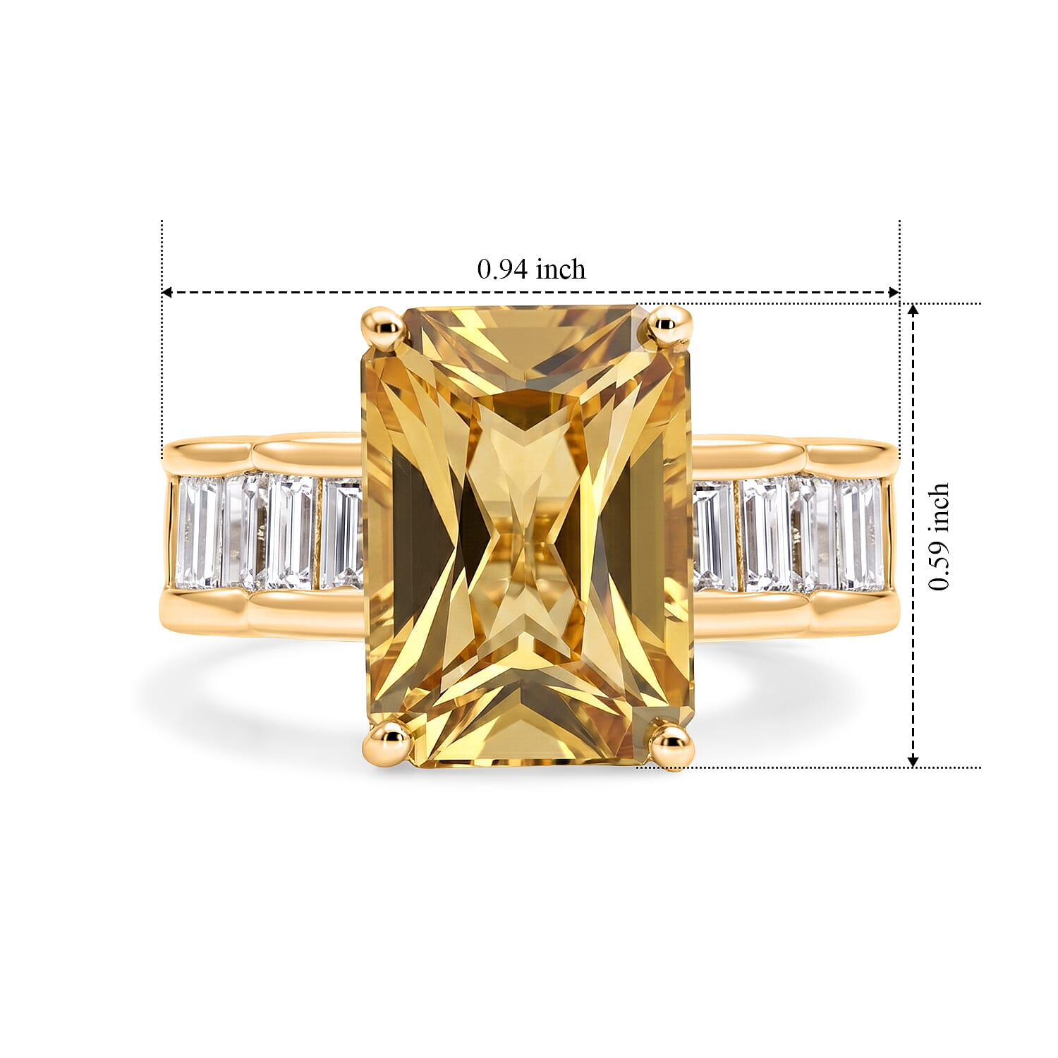 D'Joy Radiant Cut Yellow Labradorite and Moissanite 7.50 ctw Ring in 18K Vermeil Yellow Gold Over Sterling Silver (Size 7.0)